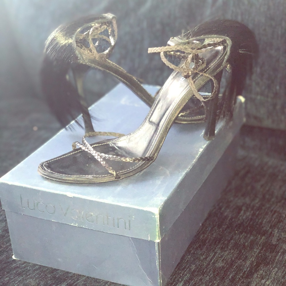 Luca Valentini Leather Sandals w/Pony Hair